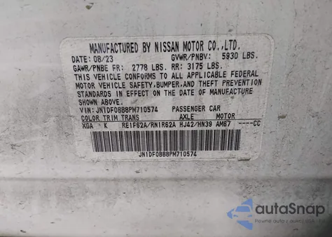 2023 Nissan Ariya Evolve+ z USA, uszkodzony, nr VIN JN1DF0BB8PM710574